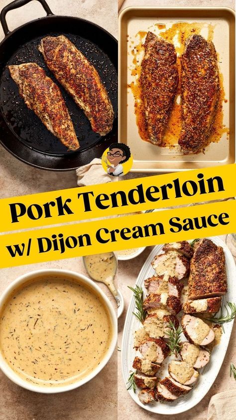 Aug 5, 2023 - This Best-Ever Pork Tenderloin dish is well-seasoned with herbs/spices, and finished with a scrumptious dijon cream sauce. So easy yet fancy! Pork Tenderloin Recipes Dijon Mustard, Easy Sauce For Pork Tenderloin, Pork Loin Dipping Sauce, Boneless Tenderloin Recipes, Dijon Mustard Pork Tenderloin, Pork Tenderloin Cream Sauce, Pan Sauce For Pork Tenderloin, Pork Tenderloin Dipping Sauce, Pork Tenderloin With Pan Sauce