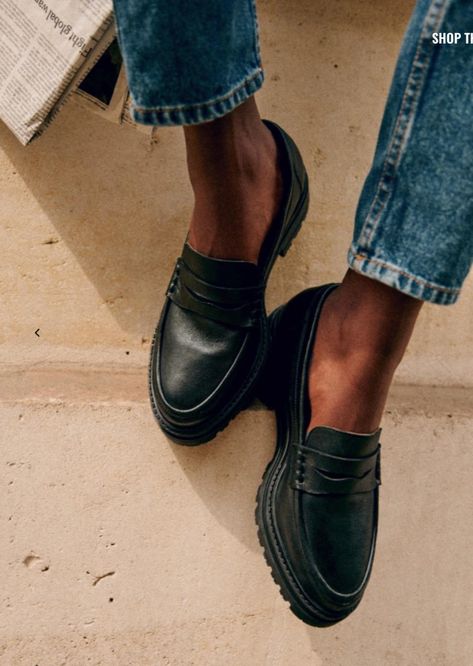 Sezane Albane Loafers Review Chunky Loafers, Loafer Sneakers, Black Loafers, Sheep Leather, Rubber Heels, Style Blog, Penny Loafers, Work Shoes, Parisian Style