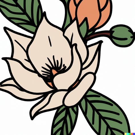 American Traditional Magnolia Tattoo, Traditional Magnolia Tattoo, Magnolia Tattoos, Magnolia Tattoo, Steel Magnolias, Tattoo Traditional, Garage Bar, Magnolia Flower, American Traditional