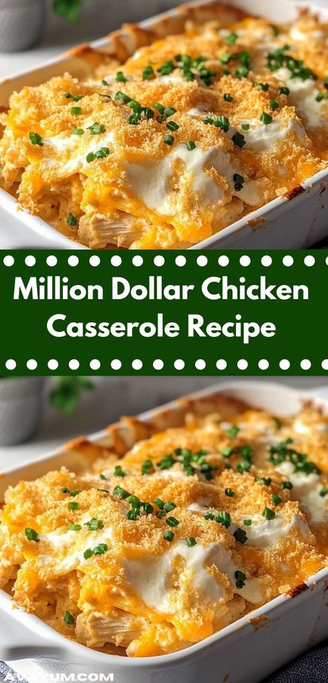 Looking for an effortless family meal? This Million Dollar Chicken Casserole recipe is a crowd-pleaser. Packed with rich flavors and creamy textures, it’s the perfect dish for busy weeknights. Million Dollar Chicken And Rice Casserole, 8x8 Chicken Casserole Recipes, Dinner On A Dime Recipes, Small Chicken Casserole Recipes, Bang Bang Chicken Casserole, Chicken Divine Casserole, Chicken Casserole For A Crowd, Million Dollar Chicken Casserole Recipe, Easy Casseroles For A Crowd