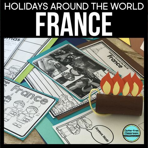 Holidays Around The World Crafts, December Holidays Around The World, Around The World Crafts, Christmas In France, Around The World Crafts For Kids, France Christmas, Clutter Free Classroom, December Activities, Mini Booklet