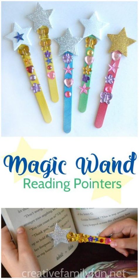 Gather the kids and let's make stuff! You can start with with these 25 easy Popsicle Stick Crafts to make with your kids this summer! #popsiclesticks #stickcrafts #easycrafts #popsiclestickcrafts Book Week 2024 Reading Is Magic Activities, Magic Activities For Preschoolers, Reading Pointers For Kids, Reading Is Magical Theme, Magic Themed Crafts, Reading Is Magic, Magic Activities For Kids, Tutoring Office, Bookweek 2024