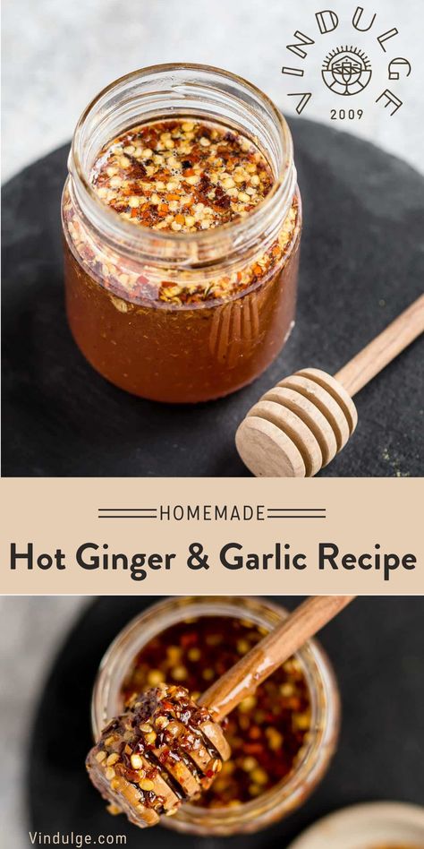 Hot honey may seem like a fad, but it’s here to stay (and for good reason!). This hot honey recipe is all about bringing mild heat with savory flavors. We take our basic hot honey and infuse it with some ginger and garlic giving it that extra wow factor. Perfect on anything from fried chicken, to pizza, to biscuits. Recipe With Ginger, Flavored Honey, Hot Honey Recipe, Chimichurri Sauce Recipe, Bbq Dinner, Chimichurri Sauce, Hot Honey, Bbq Sauce Recipe, Ginger Recipes