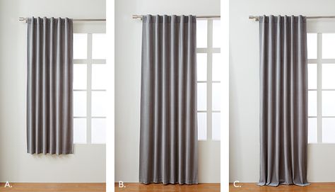 Bedroom Curtain Length Guide, Length Of Curtains Proper, Half Height Curtains, Curtains That Dont Touch The Floor, Half Length Curtains, 95 Inch Curtains Living Rooms, Proper Curtain Length, 63 Inch Curtains Bedroom, Curtains Length Guide