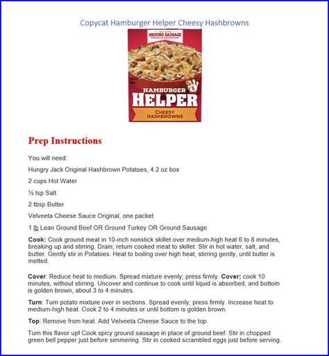 Hamburger Meat And Hashbrown Recipes, Hamburger Helper Cheesy Hashbrown, Hashbrown Hamburger Helper, Homemade Cheesy Hashbrown Hamburger Helper, Hamburger Helper Hashbrown Casserole, Cheesy Hashbrown Hamburger Helper, Homade Hamburger Helper, Copycat Hamburger Helper, Cheesy Hashbrown Recipe