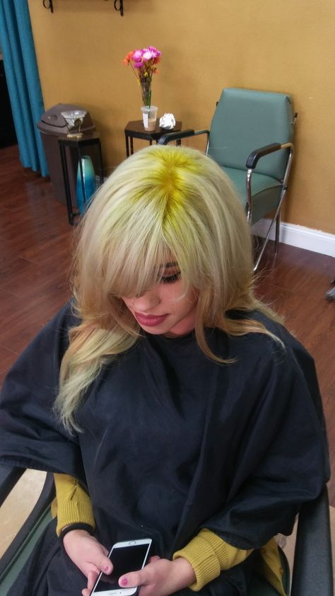 Neon Yellow Hair, Brown Black Hair Color, Yellow Hair Color, Black Hair Color, Punk Hair, Yellow Hair, Hair Inspiration Color, Roots Hair, Platinum Blonde