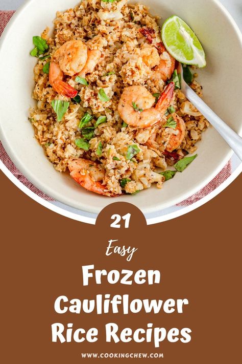 Take your same old meal routine up a notch by adding this epic list of 21 frozen cauliflower rice recipes to your recipe collection! Frozen Riced Cauliflower Recipes, Frozen Cauliflower Rice Recipes, Riced Cauliflower Recipes, Frozen Cauliflower Recipes, Cauliflower Rice Stir Fry, Cauliflower Rice Salad, Cauliflower Rice Risotto, Cauliflower Rice Casserole, Frozen Cauliflower