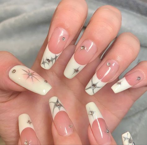 Asian Acrylic Nails, Asian Nails, Acrylic Press On Nails, Grunge Nails, Simple Acrylic Nails, Pretty Gel Nails, Really Cute Nails, Nail Swag, Kawaii Nails