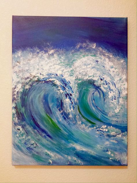 Acrylic Ocean, Ocean Canvas, Soyut Sanat Tabloları, Easy Canvas Painting, Painting Ideas On Canvas, Acrylic Painting For Beginners, Cat Air, Simple Acrylic Paintings, Ocean Painting