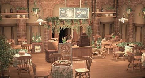 Acnh Living Rooms Ideas, Animal Crossing Cafe, Happy Home Paradise, Cottagecore Animal Crossing, Cafe Exterior, Happy Home Designer, Animal Crossing Wild World, Animal Crossing Characters, Cute Fall Wallpaper