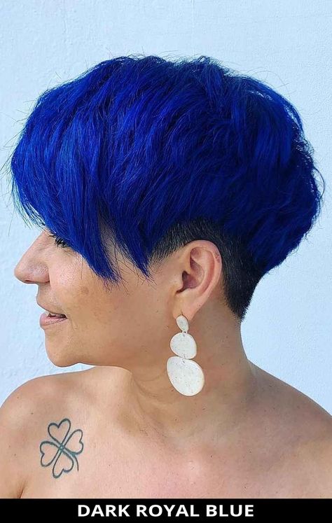 Dark Blue Hair Short, Blue Hair Short, Blue Hair Dye, Short Blue Hair, Royal Blue Hair, Ocean Hair, Darker Hair, Dyed Hair Blue, Color Safe Shampoo