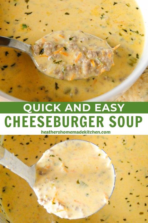 Cheese Burger Soup, American Cheese Recipes, Easy Cheeseburger Soup, Burger Soup, Cheeseburger Soup Recipe, Cheese Burger Soup Recipes, Shredded Carrots, Cheeseburger Soup, Easy Cheese