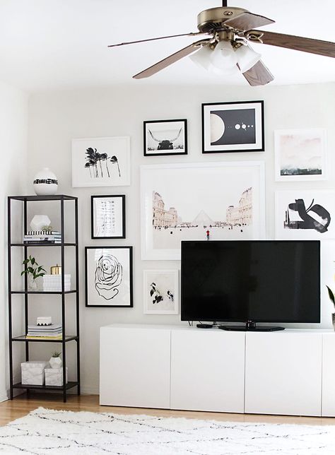 How to Design a Gallery Wall Around a TV: Reader SOS | DIY Playbook Tv Wall Decor, Trendy Living Rooms, Living Room Scandinavian, Tv Decor, Living Room Tv Wall, Living Room Decor Apartment, Living Room Pictures, A Living Room, Living Room Tv