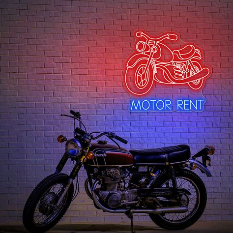 Custom Motor sign,Motor LED Neon Sign, Motor wall decor, Motorbike led, Sport Motorbike Neon Sign, Dirt Bike neon sign, motorcycle lover gift 🚲 Our gorgeous high-quality neon signs are carefully handmade.                                      Making a statement and designing the mood in any room with this super cool neon sign surely will create the vibe you've always dreamed of!                                                                                                                  - Eas Sport Motorbike, Cool Neon Signs, Motor Bike, Backdrop Design, Graffiti Wall, Custom Neon Signs, Bar Restaurant, Decorate Your Room, Restaurant Interior