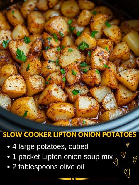 Cheap Potato Recipes, Easy Cheap Potato Recipes, Baby Dutch Yellow Potatoes Recipes Air Fryer, Small Yellow Potatoes Recipes Air Fryer, Lipton Onion Potatoes, Dices Potatoes In Air Fryer, Onion Potatoes, Recipes On A Budget, Lipton Onion Soup Mix