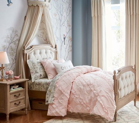 Welcoming Regal Bedroom | Pottery Barn Kids Princess Mural, Fairy Mural, Temporary Wall Decor, Garden Mural, Forest Mural, Princess Bedroom, Princess Bed, Princess Room, Kids Bed