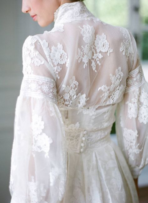 Lace And Silk Wedding Dress, French Chateau Wedding Inspiration, Joanne Fleming, Gaun Abad Pertengahan, High Neck Wedding Dress, Silk Wedding Dress, Lace Dress With Sleeves, Sleeve Wedding Dress, French Wedding