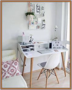 Teen Room Table, Reka Bentuk Bilik Tidur, Hiasan Dalaman Rumah, Reka Bentuk Dalaman, Bureau Decor, Hiasan Bilik Tidur, Bilik Idaman, Bedroom Desk, Study Room Decor