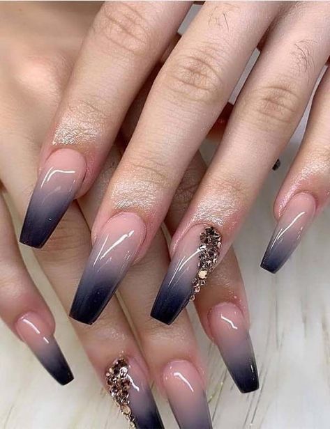 Black And White Nails, Ombre Nail Art Designs, Fall Nail Art Designs, Long Nail Designs, Ombre Acrylic Nails, Rose Gold Nails, Ombre Nail Designs, Nail Art Ombre, Wedding Nails Design