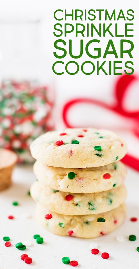 Christmas sprinkle sugar cookies are an easy holiday recipe. The red and green sprinkle cookies are chewy and delicious! | www.ifyougiveablondeakitchen.com Refrigerator Cookies Recipes, Sprinkle Sugar Cookies, Sugar Cookies Christmas, Refrigerator Cookies, Festive Food, Chewy Sugar Cookies, Easy Meal Ideas, Easy Holiday Recipes, Sprinkle Cookies