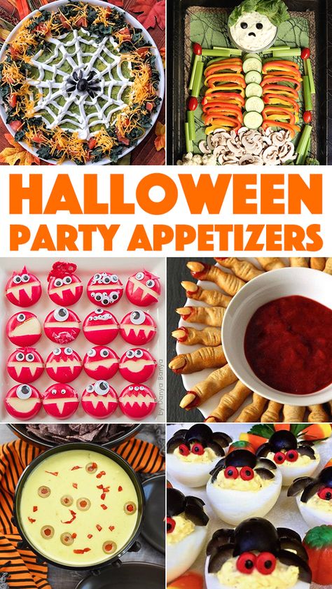 Halloween Party Appetizers - Cooking With Janica Monster Snacks, Menu Halloween, Halloween Appetizers Easy, Postres Halloween, Dessert Halloween, Halloween Party Appetizers, Easy Halloween Party, Halloween Party Snacks, Halloween Fest