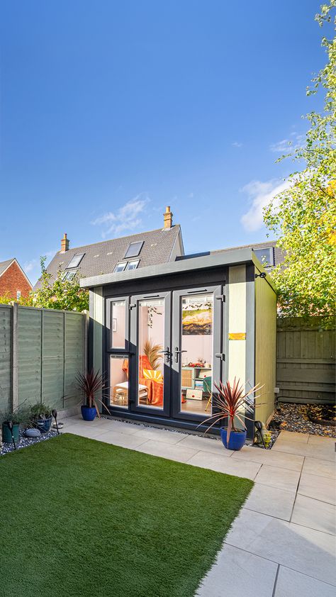 Garden office sheds effortlessly blend functionality and comfort, creating ideal workspaces for those working from home while doubling as storage solutions. This versatility makes garden offices a top choice among UK homeowners seeking a flexible home extension that serves more than one purpose. Prefab Office Shed, Office Sheds Backyard, Outdoor Office Shed, Garden Office Ideas, Backyard Office Shed, Garden Office Shed, Workspace At Home, Home Extension, Office Shed