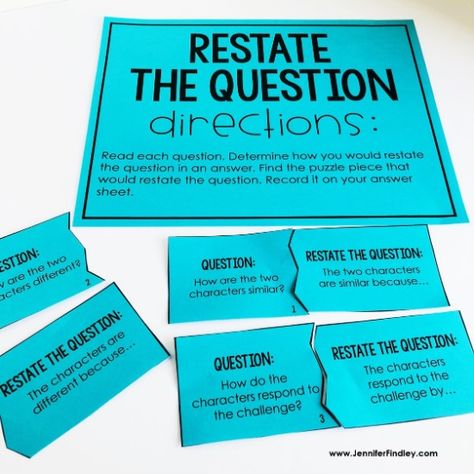 Restate The Question Anchor Chart, Race Response, Restating The Question, Restate The Question, Races Writing Strategy, Race Strategy, Intervention Strategies, Jennifer Findley, Race Writing