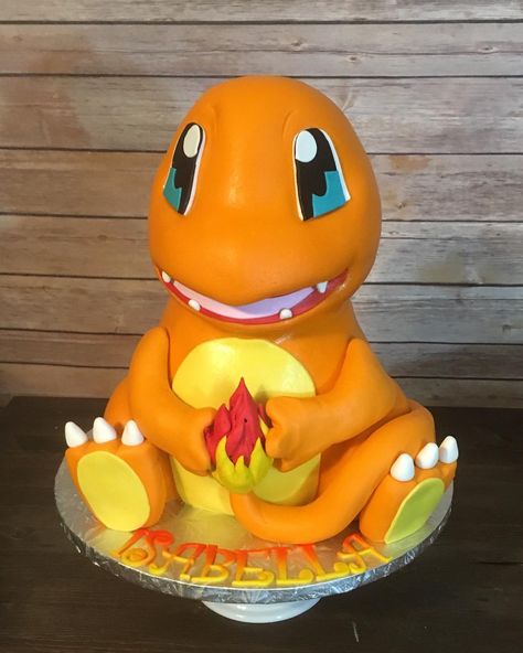 Pokemon Birthday Cake Charmander, Charmander Cake, Pokemon Torte, Pokemon Cakes, Pokémon Cake, Pokemon Birthday Cake, Pokémon Party, Pokemon Charmander, Pokemon Cake