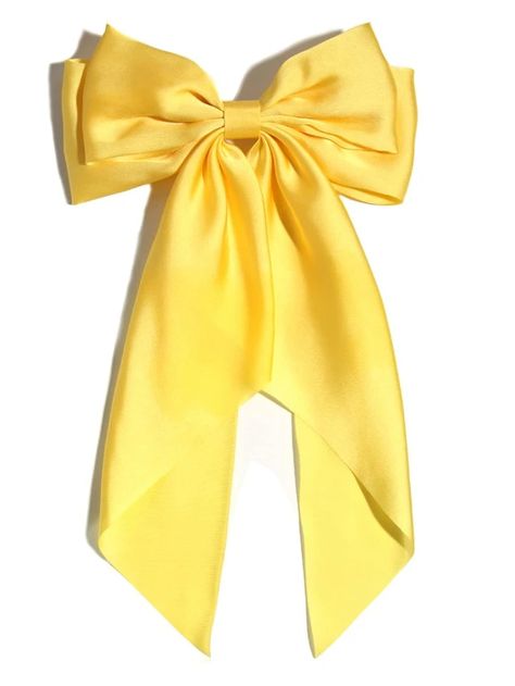 Boog Decor Haarclip | SHEIN Nederland Silk Bow Hair, Head Peice, Yellow Bow, French Clip, Bow Hair Clip, Silk Bow, Yellow Aesthetic, Large Bow, Wedding Idea