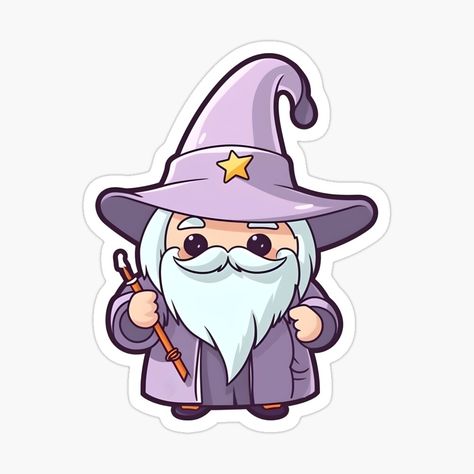 This cute Kawaii wizard sticker is the perfect addition to any magical lover's collection, with its adorable cartoon style, trendy aesthetic, and signature wizard hat. Magic World Drawing, Cute Wizard Drawing, Magic Aesthetic Drawing, Wizard Hat Drawing, Wizard Character Design, Wizard Cartoon, Cartoon Wizard, Wizard Drawings, Wizard Design