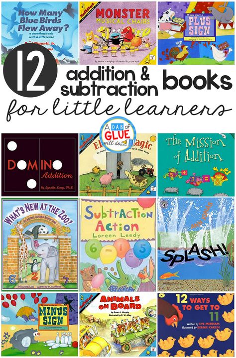 Math practice is so much more fun to teach when it's through fun stories. I always love how excited students are to show their math skills and practice while we read. Here's a list of 12 fun addition and subtraction books for little learners you'll want to add to your classroom library today. Math Picture Books, Math Literature, Moon Craft, Fun Stories, Maths Ideas, Math Activities For Kids, Homeschool Books, Moon Crafts, Math Practice