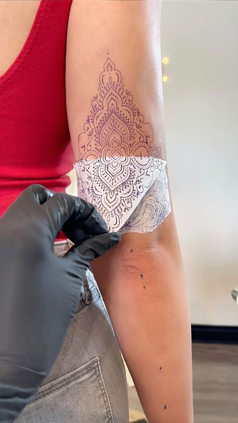 Elbow Ornament Tattoo, Ornamental Elbow Tattoo, Above Elbow Tattoo, Elbow Tattoo, Elbow Tattoos, Above Elbow, Lotus Tattoo, Mandala Tattoo, Flower Of Life