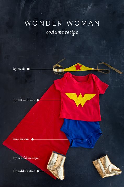 cute costume for baby Baby Superhero Costume, Baby Wonder Woman, Onesie Diy, Diy Cape, Baby Superhero, Cheap Halloween Costumes, Easy Diy Costumes, Baby Kostüm, Superhero Costume