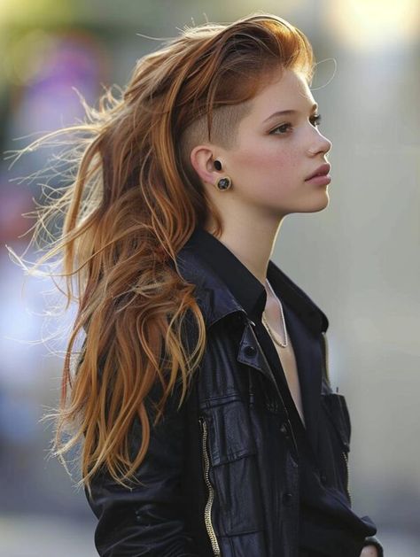 Explore Styles for Long Hair with Shaved Sides Hair Styles For Half Shaved Head Style, Long Lesbian Hairstyles, Mohawk Long Hair For Women, Long Hair Sides Shaved, Viking Undercut Women, Undercut Long Hair Women, Long Undercut Hairstyles Women, Women With Shaved Sides, Side Shaved Hairstyles Long Hair