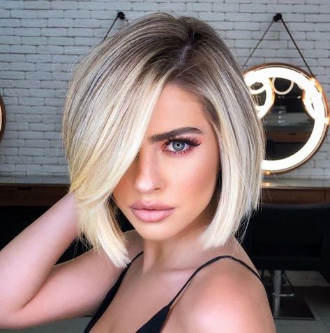 Long Side Bangs, Ombré Hair, Short Straight Hair, Short Bob Wigs, Human Hair Wig, Long Bob, Short Bob Hairstyles, Hair Wig, Hair Cut