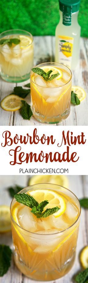 Bourbon Mint Lemonade - our Signature Summer Cocktail! Only 3 ingredients - bourbon, mint and Simply Lemonade. So light and refreshing! Mix up a pitcher for your next summer BBQ! Simply Lemonade, Woodford Reserve, Jello Shot, Mint Lemonade, Bourbon Drinks, Boozy Drinks, Summer Cocktail, Alcohol Drink Recipes, Köstliche Desserts