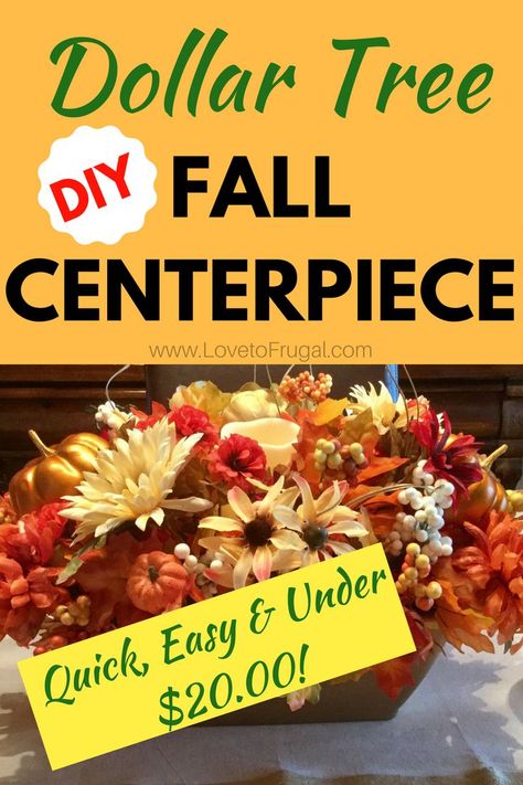 DIY Dollar Tree Fall Centerpiece If your on a budget, but you want to make a big impact with your Fall decor, this is a gorgeous arrangement that can be used on your dining room table, coffee table or any where you need a big pop of color!  Dollar Tree's florals are beautiful, this year, so get started early! #dollartree #dollartreediy #fallfloral #budgetdecorating Fall Dining Room Table Decor, Fall Centerpieces For Table Diy, Thanksgiving Dinner Table Decorations, Thanksgiving Centerpieces Diy, Fall Centerpieces Diy, Fall Dining Room Table, Dollar Tree Centerpieces, Room Table Decor, Fall Dining Room