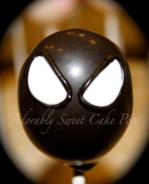 Venom Cake, Spiderman And Venom, Strawberry Cake Pops, Cake Pop Designs, Chocolate Pops, Avenger Birthday Party, Spiderman Birthday Party, 5th Birthday Party Ideas, Black Spiderman