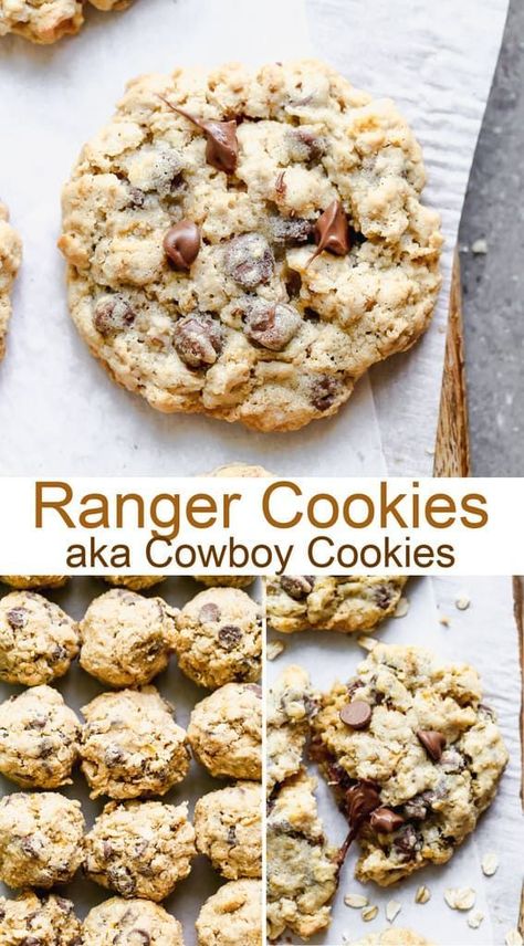 Cookies Cowboy, Marketing Giveaways, Healthy Desserts Recipes, Cornflakes Cookies, Chocolate Chips Recipe, Pioneer Recipes, Ranger Cookies, Cowboy Cookie Recipe, Cookies With Chocolate Chips