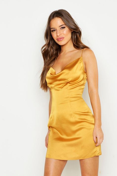 Satin Dress Short Outfit, Yellow Satin Dress Short, Slip Dress Aesthetic, Slip Dress Fashion, Slip Dress Short, Satin Dress Short, Yellow Satin Dress, Gold Slip Dress, Gold Silk Dress