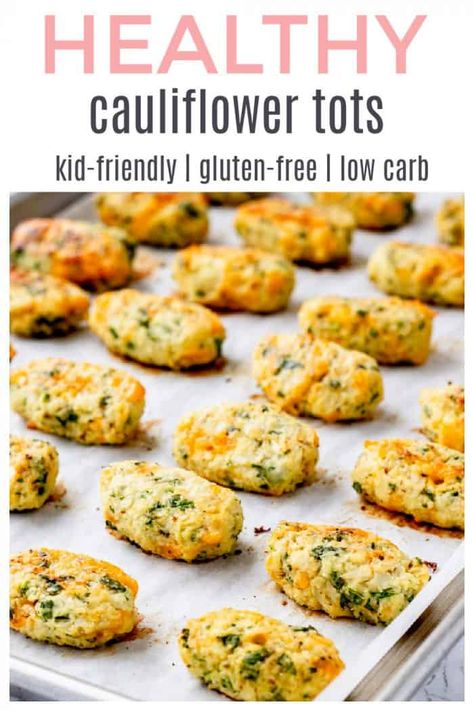 Cauliflower Blw, Cauliflower Recipes For Baby, Finger Food For Toddlers, Baby Cauliflower, Veggie Tots, Tot Recipes, Food For Toddlers, Veggie Fritters, Cauliflower Tots