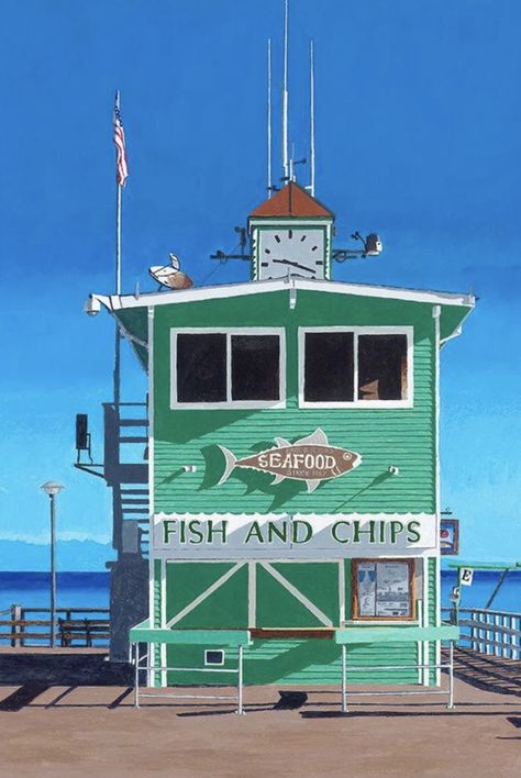 Pier Illustration, Seascape Artwork, Catalina Island, Paper Artwork, Art Prints For Sale, Original Art For Sale, Contemporary Artist, Fish Design, Limited Edition Art