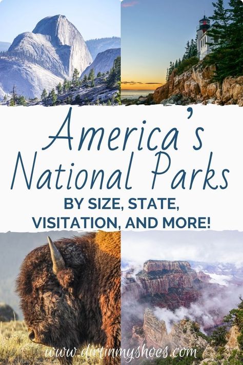 America's National Parks are incredible destinations that should be on everybody's bucket lists! All across America national parks dot the landscape. This article will help you find a national park for you! Listing national parks by state, age, size, and visitation! Plus a free printable checklist and map! Let us help you find what you're looking for. Sand Dunes Colorado, List Of National Parks, Rocky Mountains Colorado, National Parks America, American National Parks, Grand Canyon Arizona, Joshua Tree California, New River Gorge, Indiana Dunes