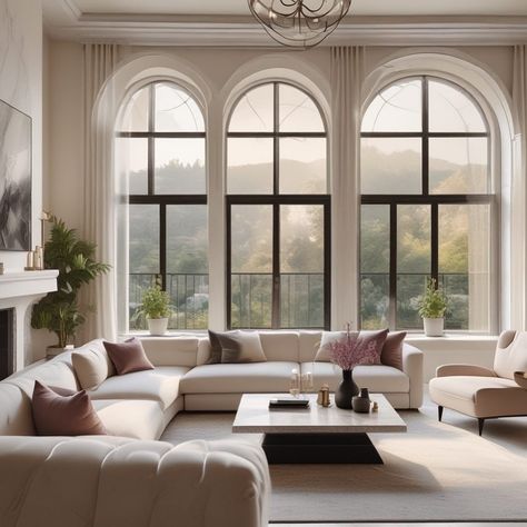 I designed this living room in “Bright, airy, and oh-so-inviting ✨ This living room design embraces light colors, open space, and the charm of arched windows for a perfect blend of elegance and comfort. Who’s ready to relax in style? #livingroomgoals #interiorinspo #openspaceliving Arch Windows, Living Room Interior Design, Living Room Goals, Open Space Living, Arched Windows, Roller Shades, Living Room Design, Room Interior Design, Interior Inspo