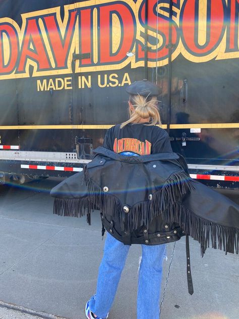 RARE Vintage Leather Fringe Jacket Amazing Classic Beautiful | Etsy Black Leather Fringe Jacket, Sturgis Bike Week, Leather Fringe Jacket, Native Print, Fringe Leather Jacket, Tiger King, Bike Week, Fringe Jacket, Vintage Harley