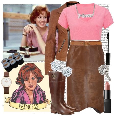 Halloween: Claire ( The breakfast club), created by fashionistajane1 on Polyvore Claire Breakfast Club, Claire Standish, Breakfast Club Costume, Breakfast Club Movie, Pop Culture Fashion, 80s Girl, 80's Fashion, Light Pink Blouses, 50th Bday