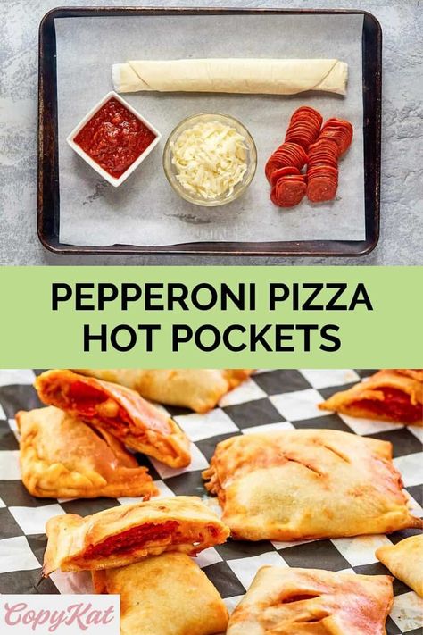 How To Make Hot Pockets At Home, Easy Pizza Pocket Recipes, Pioneer Woman Pizza Pockets, Pepperoni Pizza Pockets, Homemade Pizza Hot Pockets, Diy Hot Pockets, Pizza Pockets Homemade, Make With Pizza Dough, Pizza Hot Pockets