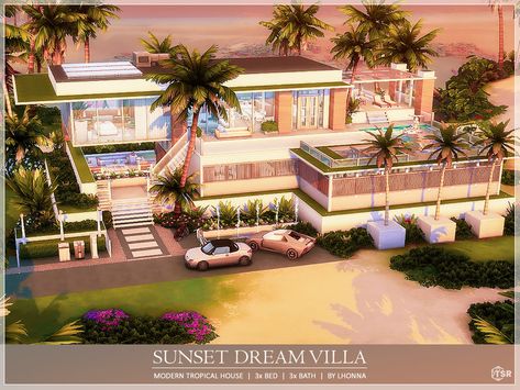 Sims 4 Houses No Packs, The Sims 4 Cc House, Sims 4 Family House, Lotes The Sims 4, Tropical Girl, The Sims 4 Lots, Sims 4 Family, Sims Packs, Sims 4 Bedroom