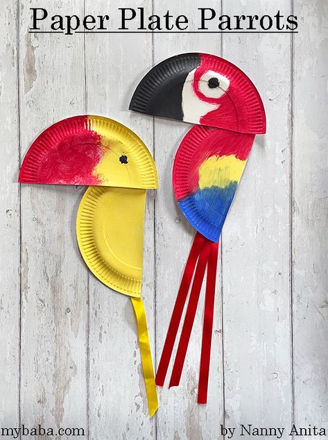 Paper Plate Parrot, Rainforest Crafts, Parrot Craft, Jungle Crafts, Theme Carnaval, Paper Plate Crafts For Kids, Deco Jungle, Parrots Art, Animal Crafts For Kids