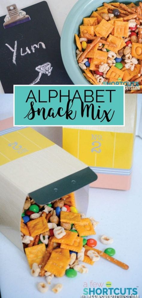 Class Snacks, Alphabet Party, Snack Mix Recipe, Baby Lunch, Boy School, Thrifty Thursday, Preschool Snacks, Lunch Box Snacks, Snack Mix Recipes